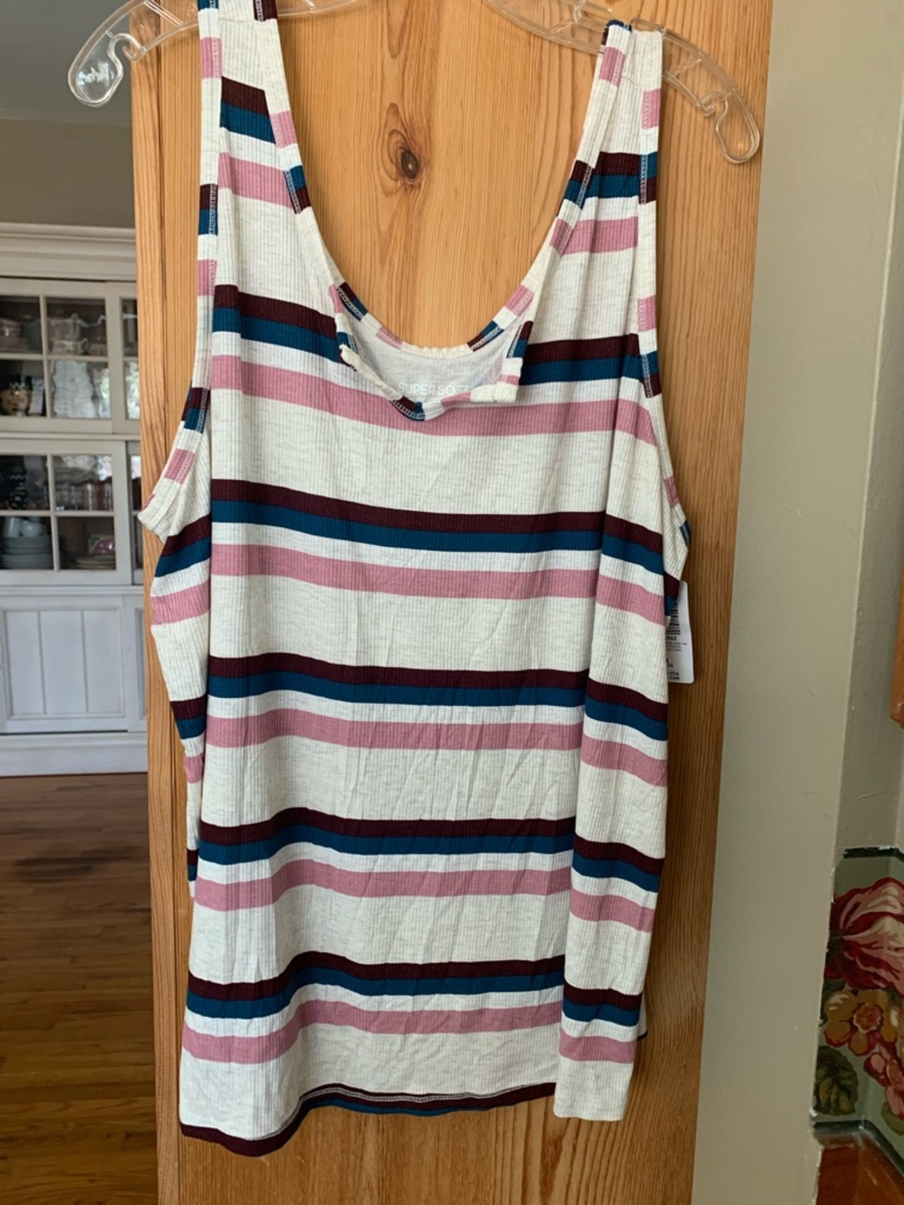 torrid Cream Tank with Pink, Teal & Navy Stripes